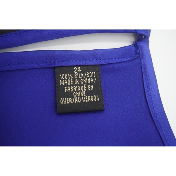 NWT Dana Buchman Blue 100% Silk Long Sleeves Blouse Office Classic Wear Size 24 - Picture 5 of 10
